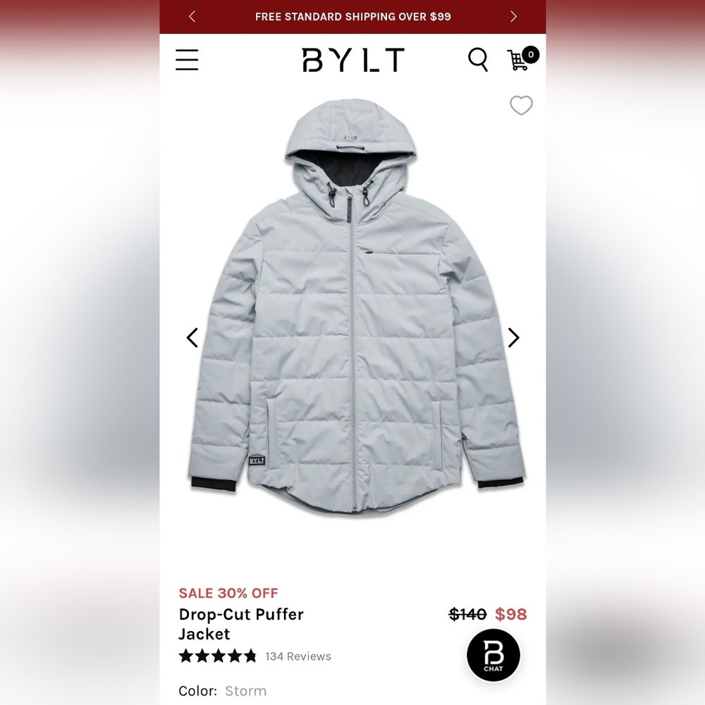 BYLT Drop Cut Men’s Size XL Puffer Jacket